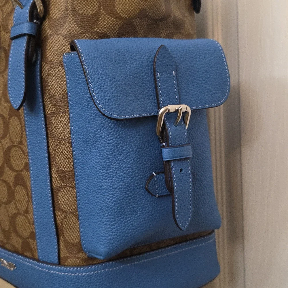 Coach‎ Hudson Men's Blue and Brown Backpack. NWT